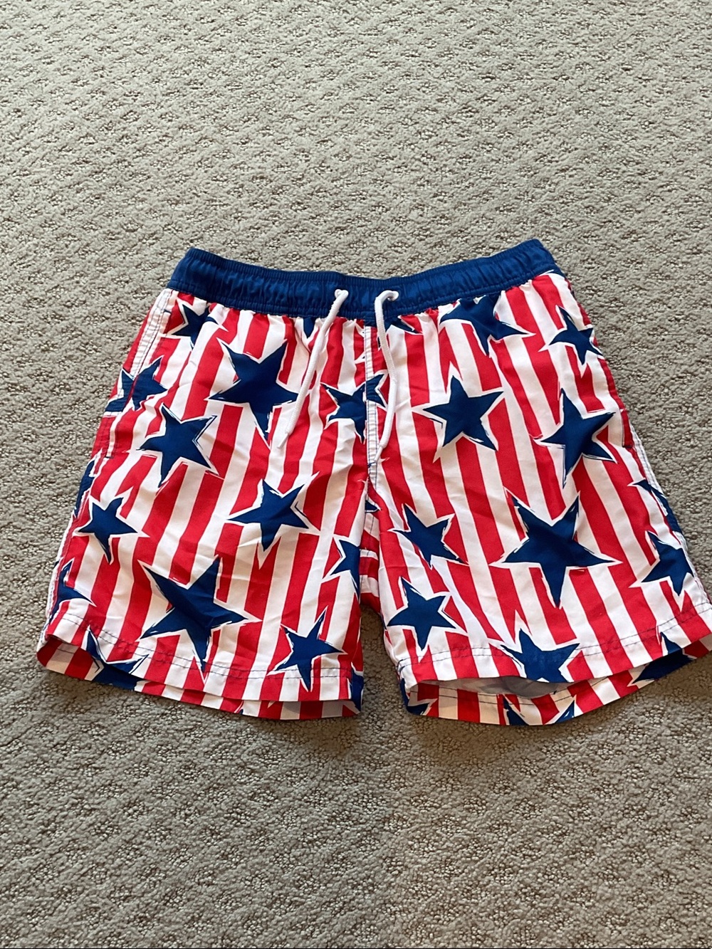 MAD Engine Men's Red, White & Navy Star Stripe Swim Trunks 0524